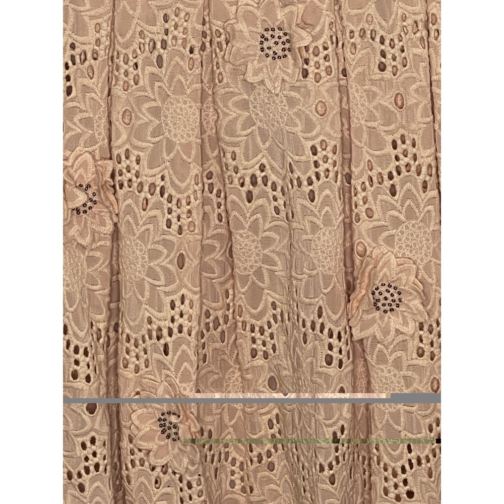 Michael Kors Size 2 Blush 3D Floral Appliqué Corded Stud Lace Mini Dress Eyelet - Picture 2 of 10